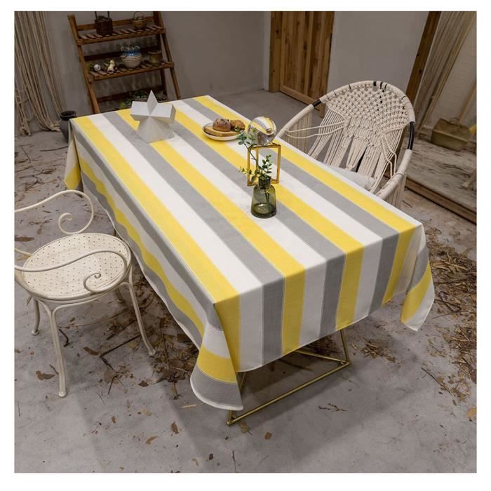Nappe de Tables Rectangulaire pour Picnic Nappe Exterieur Decoration de Table de cuisine Jaune 110*170cm(table basse)