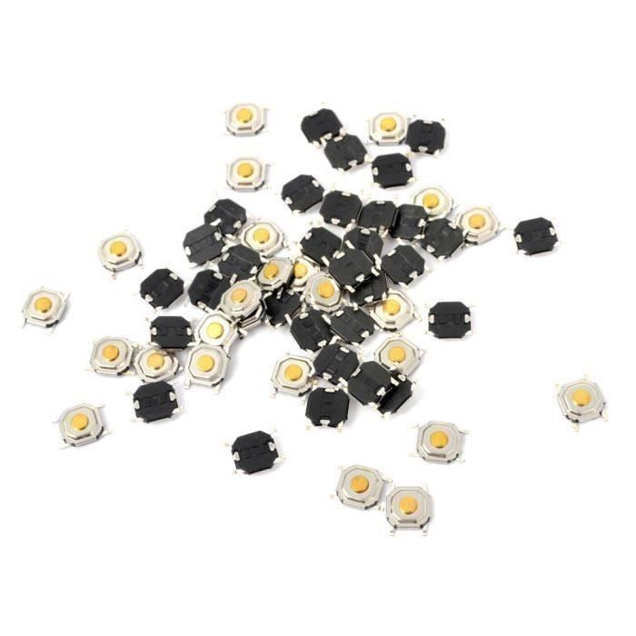 sourcing map 55Pcs Tact momentané Bout pous Interr tactile 4x4x1 5mm SMD 4 borne Lot1225-7-35264