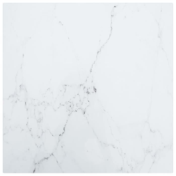 Petit Prix Dessus de table Blanc 40x40cm 6mm Verre trempé et design marbre®OROLBW®