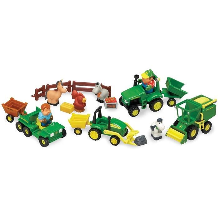 TOMY - Coffret Amusons-nous à la Ferme, Animaux de la Ferme avec Personnages et Véhicules de John Deere 34984A2, Voitu