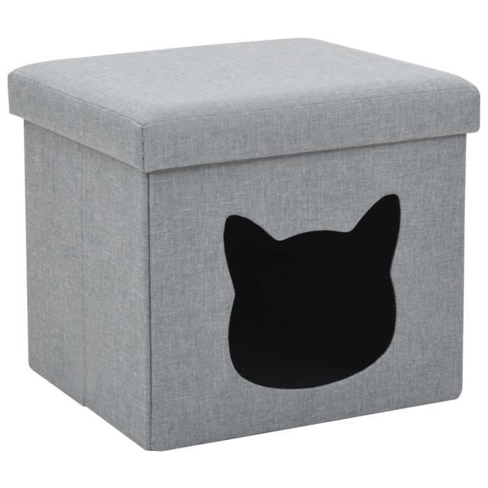 Chez Barry® 45181 Lit Grand Lit pliable - Lit adulte enfant - Lit de Repos - pour chats Faux lin 37 x 33 x 33 cm Gris Haute qualité