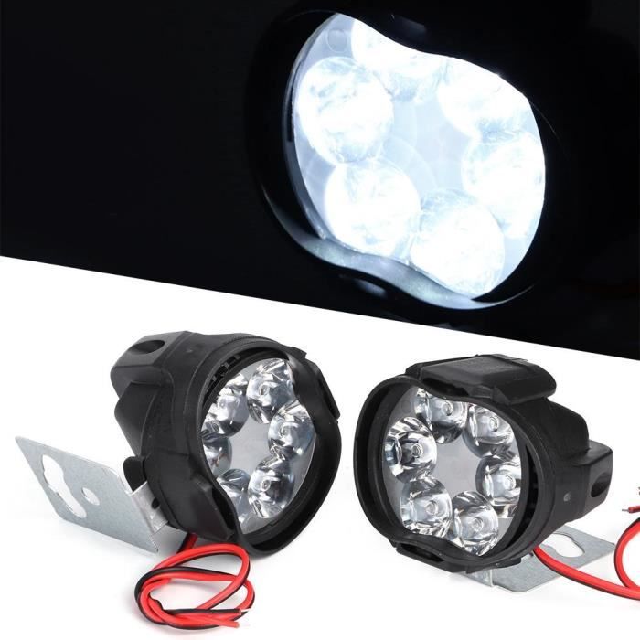 Atyhao phare antibrouillard LED 2PCS 6 LED Spot antibrouillard moto phare universel étanche avant lampe frontale 12V