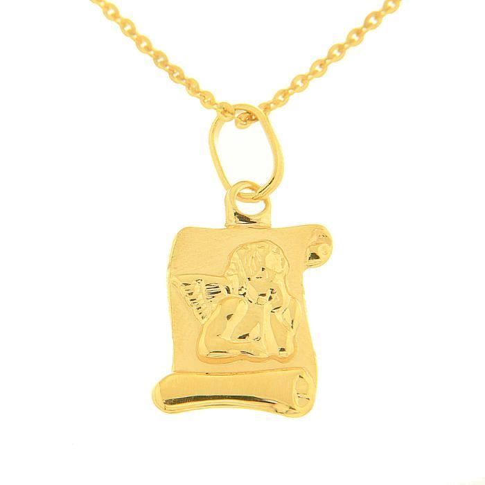 Pendentif Parchemin Ange Or Jaune 375/100 + Chaîne Offerte