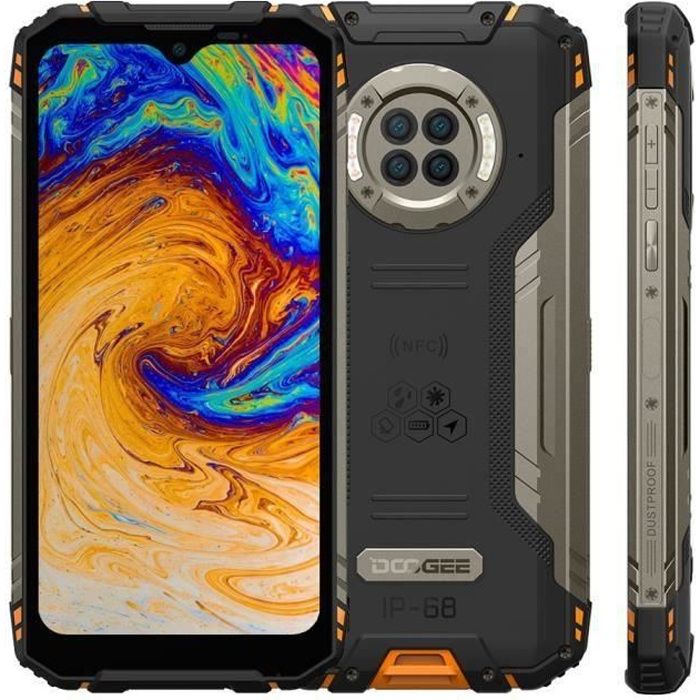 Smartphone DOOGEE S96 Pro 128Go Écran 6.22'' IP68 Étanche Helio G90 Octa Core Batterie 6350mAh 48MP Caméra GPS Téléphone - Orange