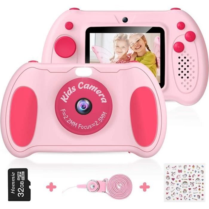 Appareil Photo pour Enfants, Mini Caméra Enfant Numérique Rechargeable Photo/Vidéo pour Filles Garçons (Carte Micro Sd 32G Incluse)