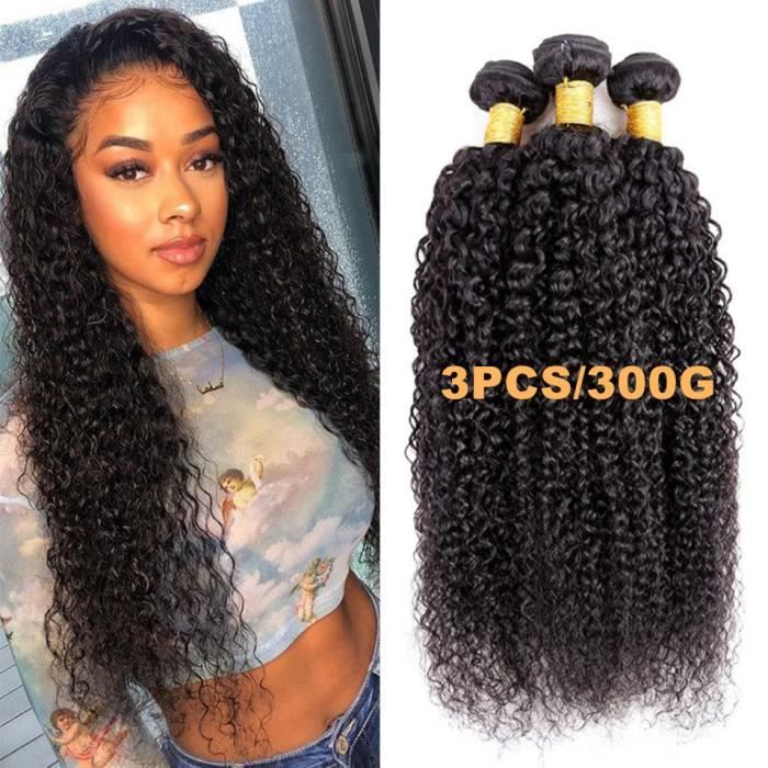 20-22-24- tissage en lot brésilien naturel frisé bouclé Deep Curly Extensions de cheveux humains non traités 100g-pcs