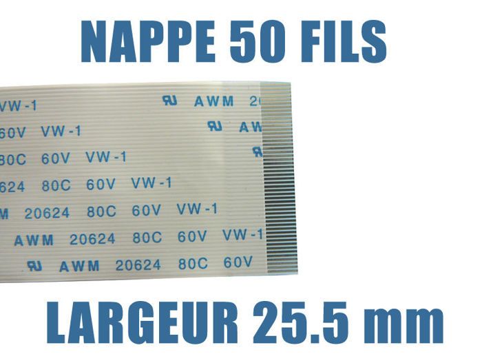 Nappe flexible plate /// 50 FILS - LONGUEUR 150mm - LARGEUR 25.5mm - AWM - FPC RIBBON FLEX CABLE