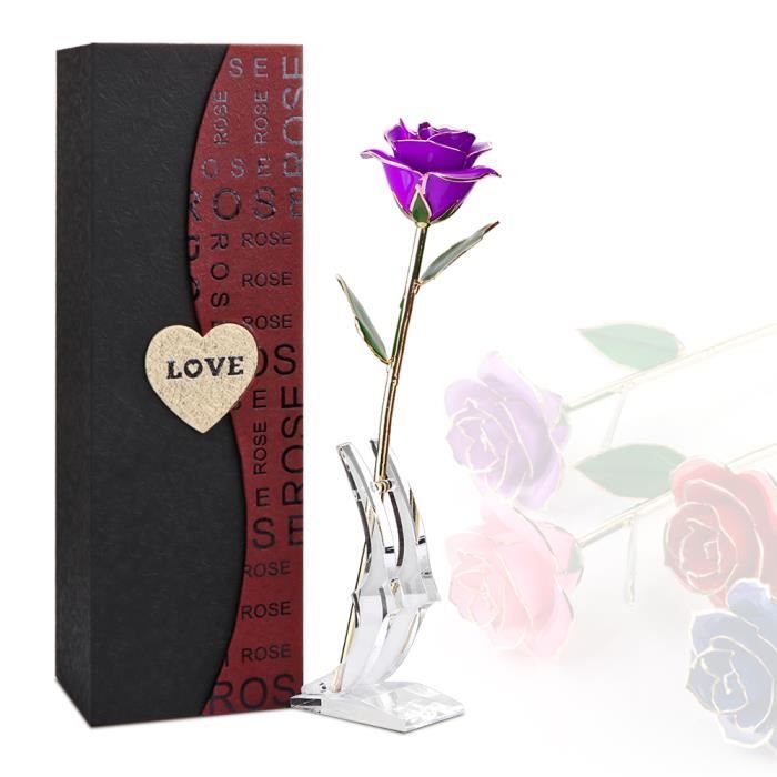 LEMONBEST® 24K Rose Eternelle - La Belle Et La Bête - Cadeaux De Saint-Valentin - Violet