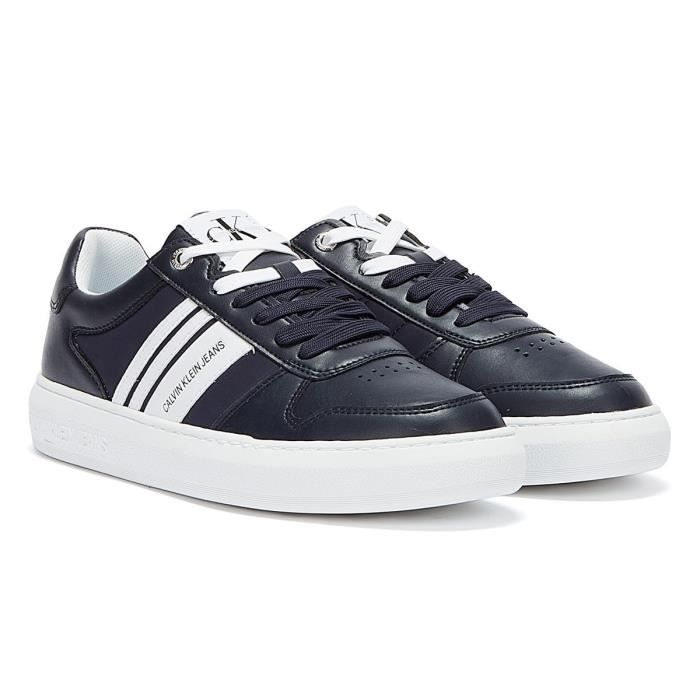 Calvin Klein Jeans Cupsole Stripes Baskets Bleu Marine / Blanc Pour Hommes - EU 45