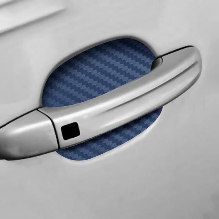 4pcs Autocollants de protection de cuvette de poignée de porte de voiture PVC bleu