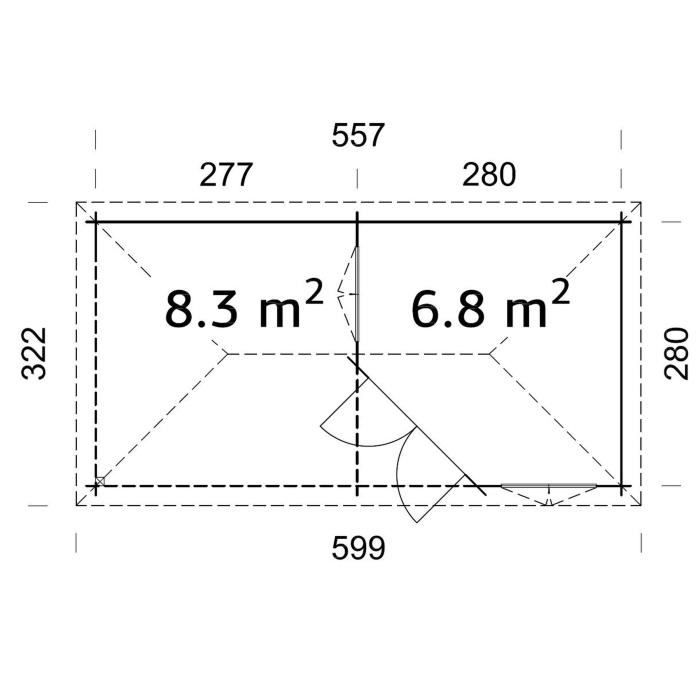 PALMAKO Abri de jardin Mélanie - 6,8 + 8,3 m²
