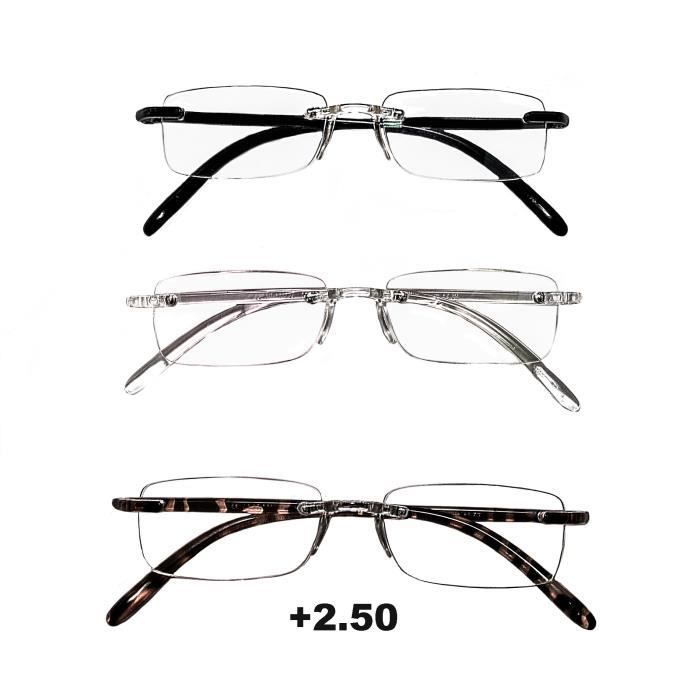 3 Lunettes Lecture Ultra Legere Verres Anti-Reflets Helium +2.50