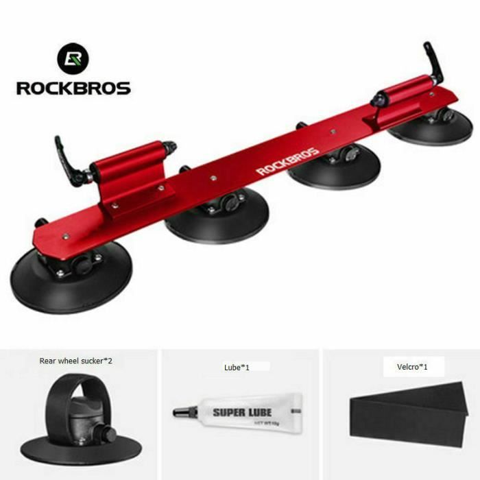 ROCKBROS Porte de Vélo pour Toit Voiture Fixation Ventouse Noir pour 2 Vélo Rouge