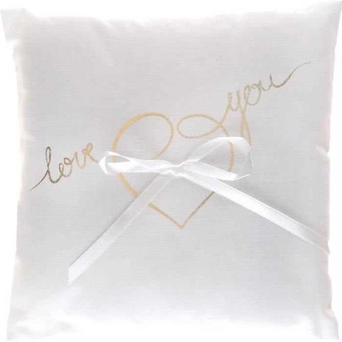 Coussin à alliance mariage blanc et or (x1) REF/6326