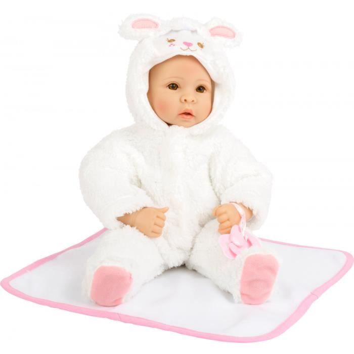 Bébé poupée Agneau avec Couverture, grenouillère et Sucette Inclus, 40 cm