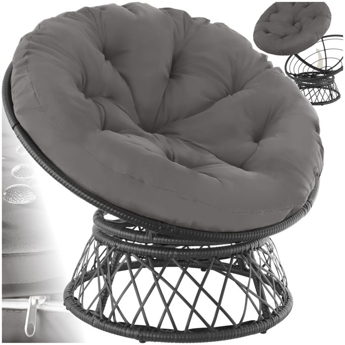 Fauteuil papasan en rotin Gargano - noir