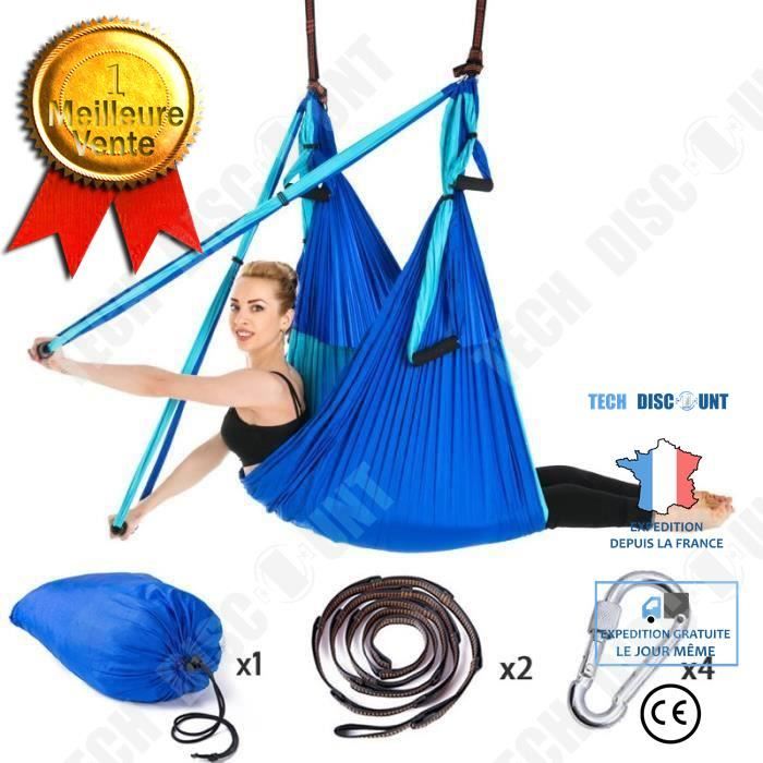 TD® Accessoires Fitness - Musculation,2.5*1.5m Anti gravité Yoga hamac balançoire volante dispositif de - Type Double Blue and Belt