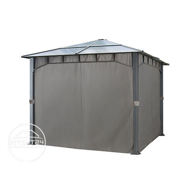 Rideaux (set de 4 toiles) pour tonnelle de jardin Sunset Deluxe, 03x03, gris