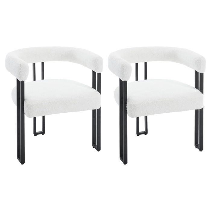 WOLTU Lot de 2 Chaises de Salle à Manger Chaise Salon en Chenille Pieds en Métal Fauteuil Chambre Moderne Crème W0ATT0322-2