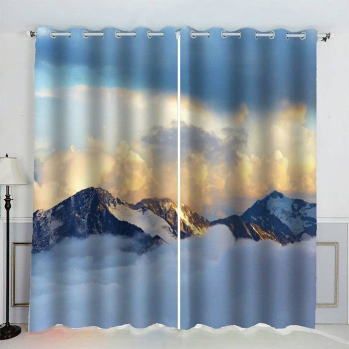 Rideau Occultant Les Montagnes Rideaux 3D Imprimé Thermique Isolant