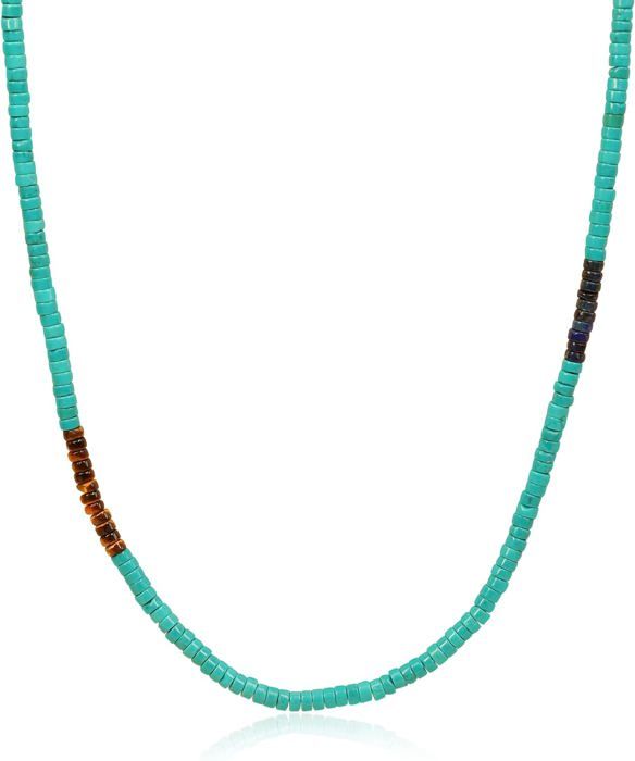 Collier Perles Femme GAVU - Cornaline, Turquoise Ou Jaspe - 42 Cm - Fermoir Cœur En Acier - Bijou Estival