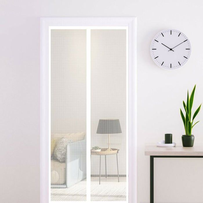 Blanc Moustiquaire Porte Magnétique 120x220cm Maille Très Dense Moustiquaire Porte Aimantée Rideau Anti Mouches Anti Insectes Avec