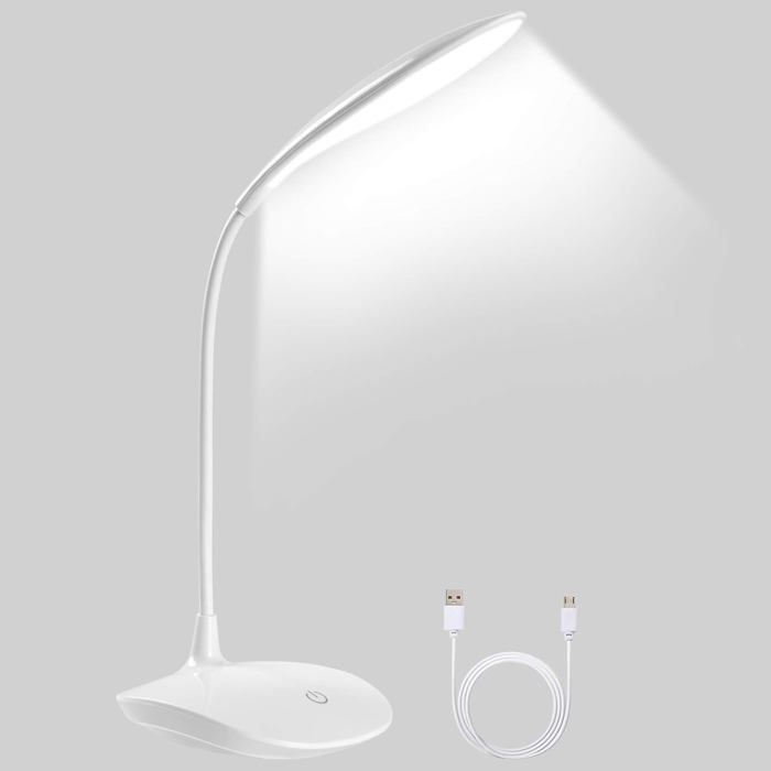 Lampe de bureau LED - YSFMODE - Rechargeable 1200mAh - 3 niveaux - Bras flexible pliable