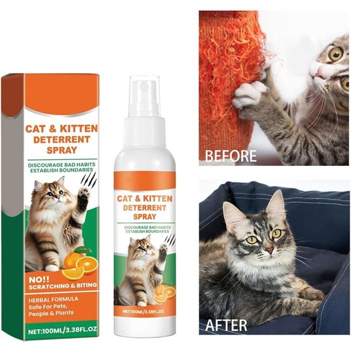 Comparer les prix de Spray dissuasif pour chat anti-rayures pour meubles canapés tapis rideaux plantes intérieur et extérieur non toxique