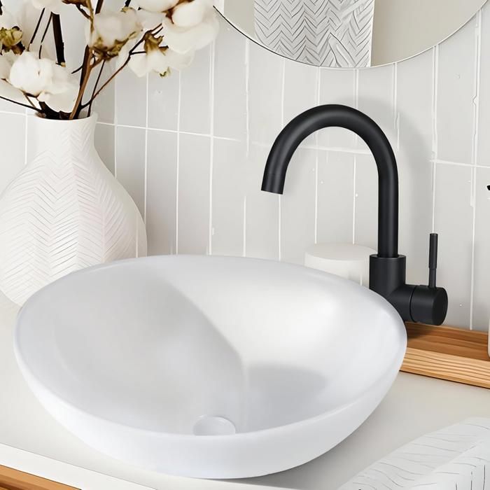 Vasque à poser - NETTLIFE - Nettlife Ovale - Céramique - Ovale 41 x 33 x 145 cm - Blanc