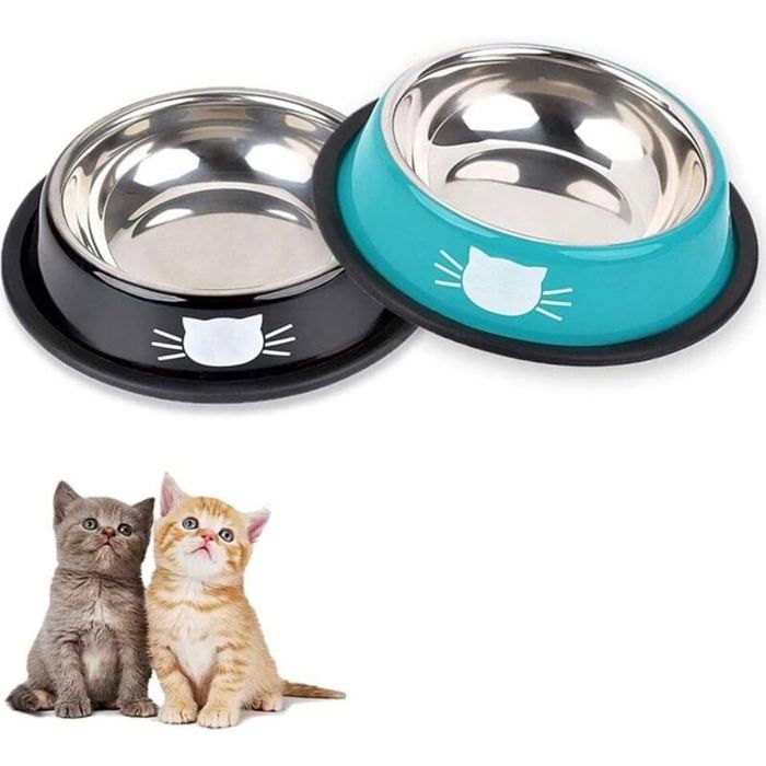 Meilleurs prix pour Bol pour Chat 2 Pices Gamelle en Acier Inoxydable Gamelles dEau pour Chats Chiots Hamsters Petits Animaux CARTE DE VŒUX