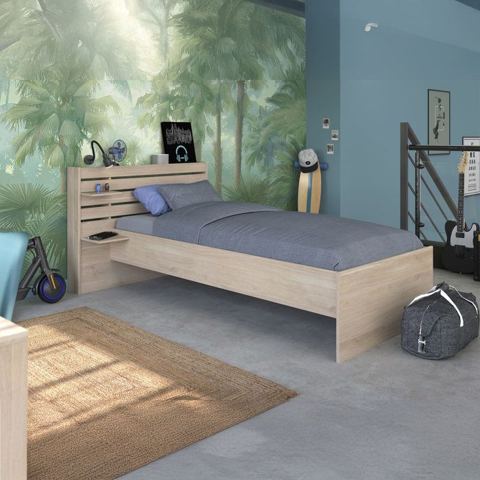 Lit enfant 90x190/200 chevets inclus coloris bois clair CLEM - Bois naturel - Fabriqué en France - Terre de Nuit