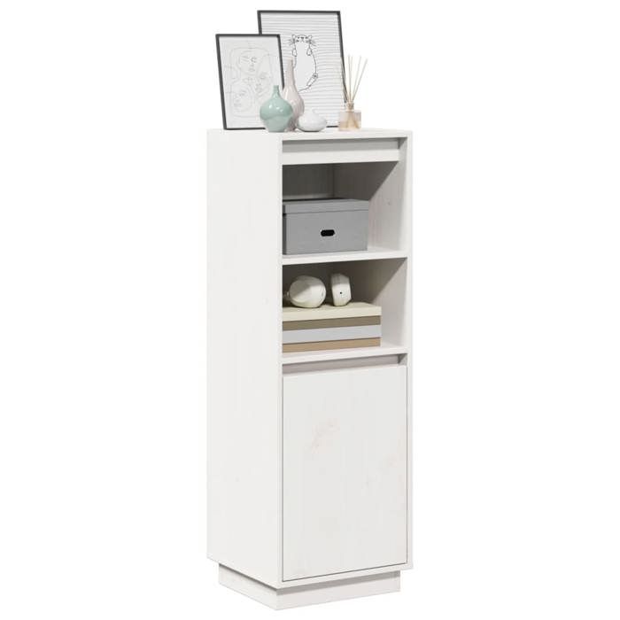 HOT Ventes Buffet haut - Armoire haute de salon - Blanc 37x34x110 cm - Bois massif de pin @442