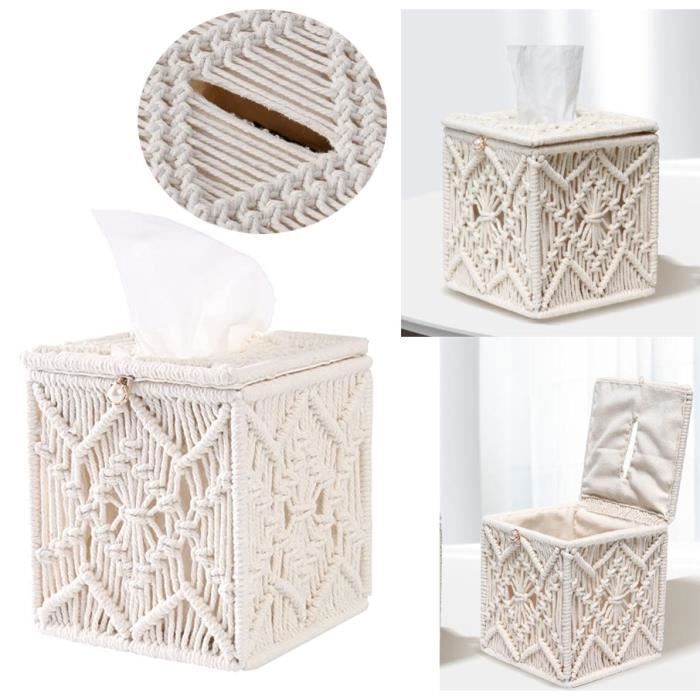 Boîte à mouchoirs - Noname - Carrée en coton - Boucle à perles - Élégante - Multifonctionnelle blanc blan DISTRIBUTEUR DE MOUCHOIRS