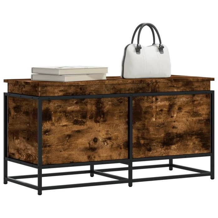 FAF-NEUF* Boîte de rangement/Banc de vêtements avec couvercle - Chêne fumé - bois dingénierie JUIN60944688