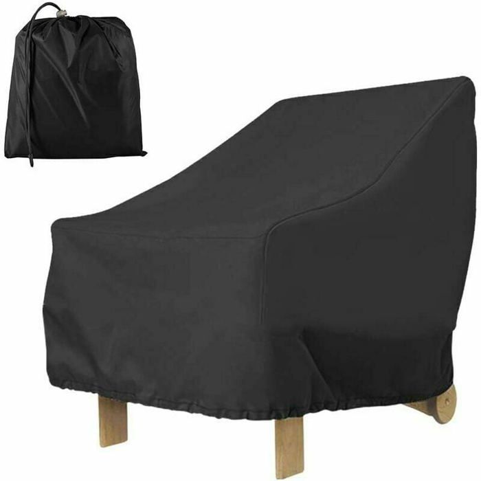 Housse Fauteuil Jardin Extérieur à Assise Profonde 210D Imperméable Couverture 80x85x91cm (Noir) Label