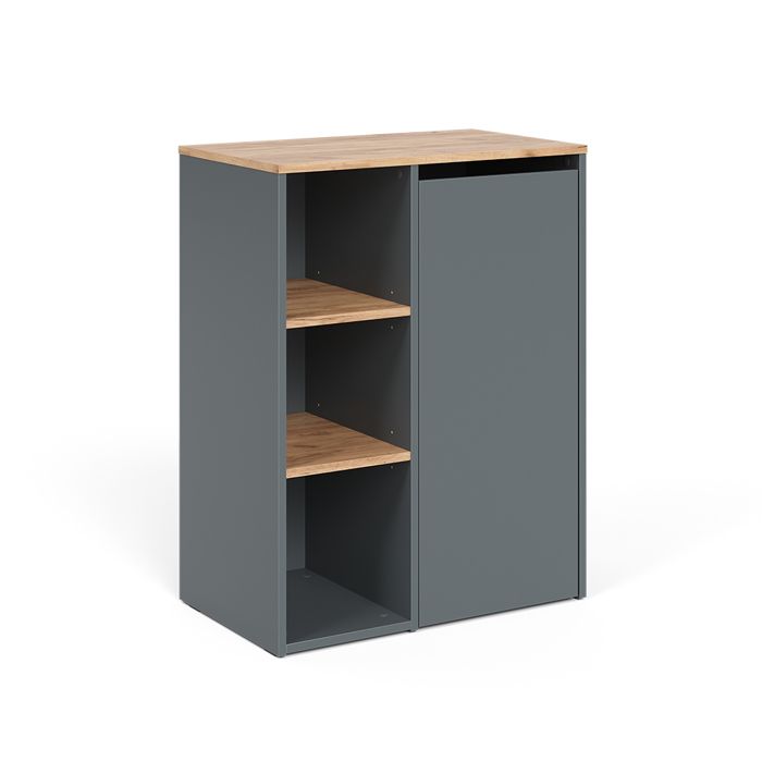 Armoire de salle de bain Viktor 68x88.2cm avec des étagères ouvertes Anthracite/Chêne de force doré Vicco 55164
