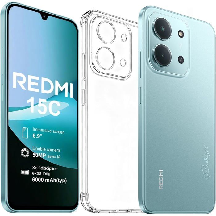 XIAOMI Redmi 15C Smartphone 2025 4Go RAM ROM Triple caméra arrière de 50MP avec IA Écran 6 9 Pouces Batterie 6000 mAh Affichage de Soins oculaires 120 Hz Pas de Chargeur Inclus