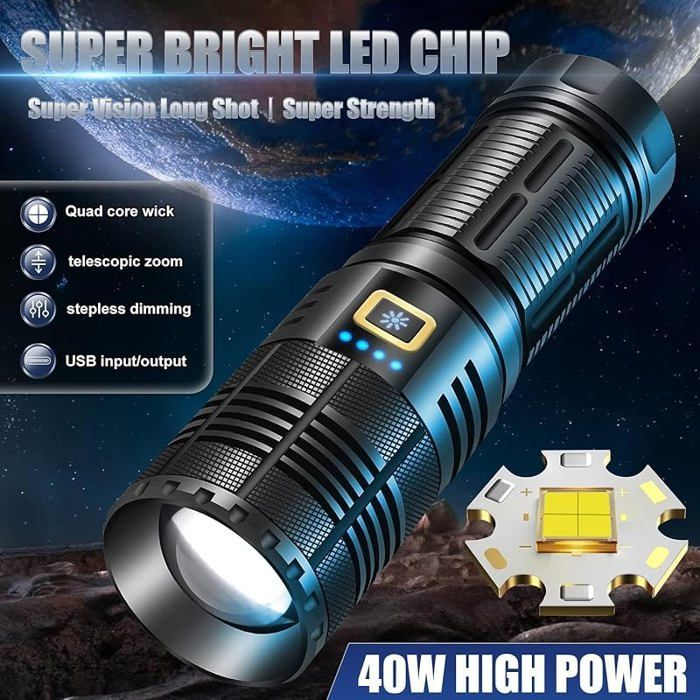 Lampe Torche LED Ultra Puissante 100000 Lumens Tactique Militaire Rechargeable LAMPE ELECTRIQUE