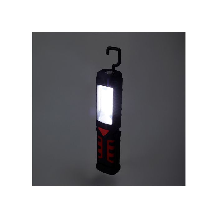 Lampe De Poche De Travail Led Rechargeable Double Fonction Avec Crochet + Aimant Noire 50 X 35 X 215 Mm