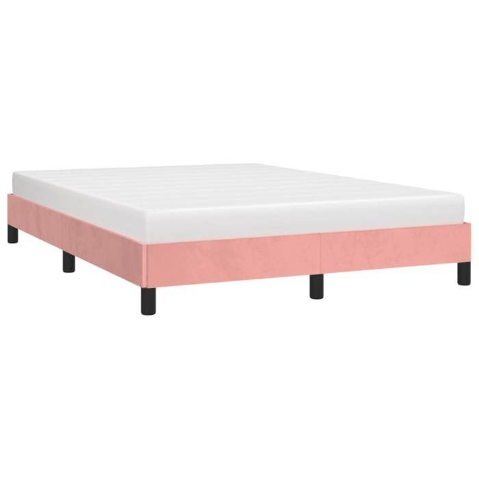Structure de lit en velours - UU - Rose - 140x190 cm - Velours doux - Pieds robustes - Lattes de contreplaqué
