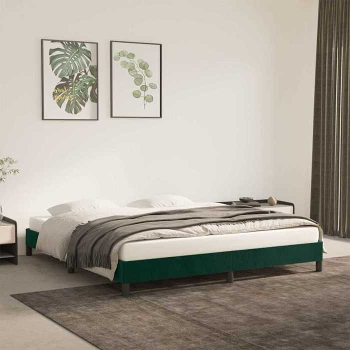 Soldes FlottantsLit double 160x200cm Structure de lit classique sans matelas vert foncé 160x200cm velours