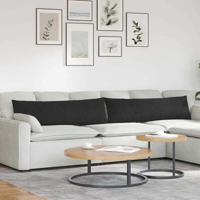 vidaXL Coussins de canapé 2 pcs Noir 145 x 40 cm tissu 42013827