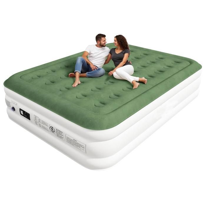 Matelas Gonflable 2 Personnes (203x152x40 cm) – Pompe Électrique Intégrée Gonflage Rapide en 3 Min Lit dAppoint Confortable