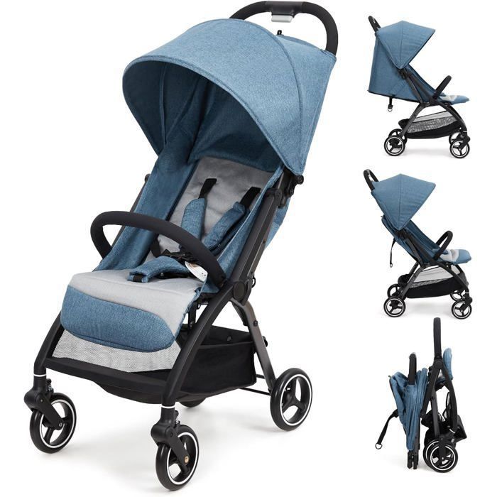 Poussette Ultra-légère 7 kg Compacte Évolutive de 0 à 22 kg Siège Réversible Roues EVA Pliage 1 main Idéale Pour Voyager