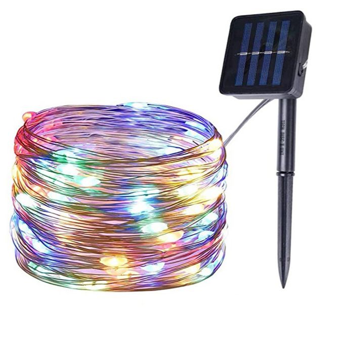 10 m guirlande lumineuse led en fil de cuivre solaire avec 8 - Aueq - modes 100 lumières-couleur