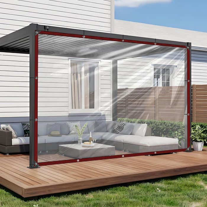 Bâche transparente imperméable 2x5 m - Œillets renforcés - Protection contre la pluie - Pour serre de jardin mununo