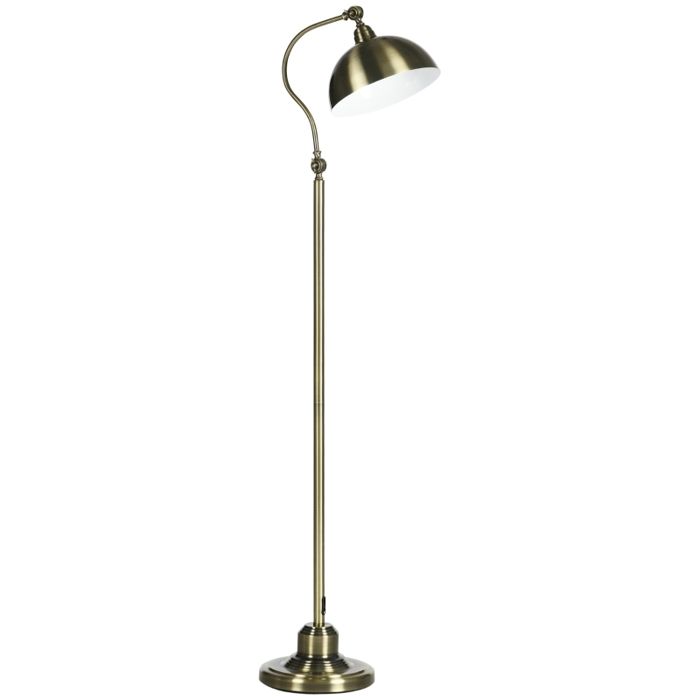 Lampe sur pied rétro - Bronze - Métal - 152 cm de hauteur - Abat-jour réglable - Compatible ampoules E27 40W