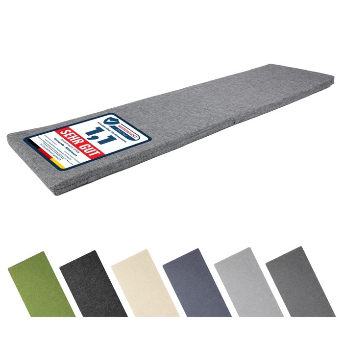 Garronda Coussin de Banc Extérieur 150x40 cm Imperméable Résistant UV avec Élastiques GD-0220 Gris