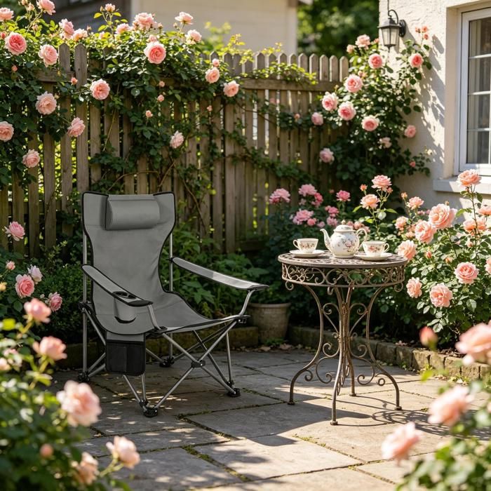 Fauteuil de jardin - SOGEU - Angelstuhl - Dossier réglable - Repose-pieds extensible - Pliable transportable