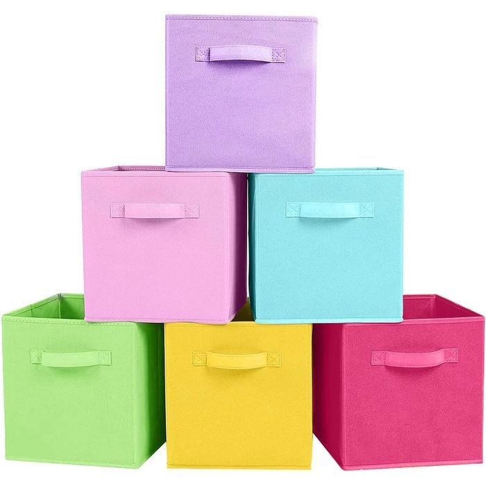 Lot de 6 cubes de rangement pliables en tissu en forme de cube Couleur arc en ciel Couleur Arc en ciel 6 6 BOITE DE RANGEMENT
